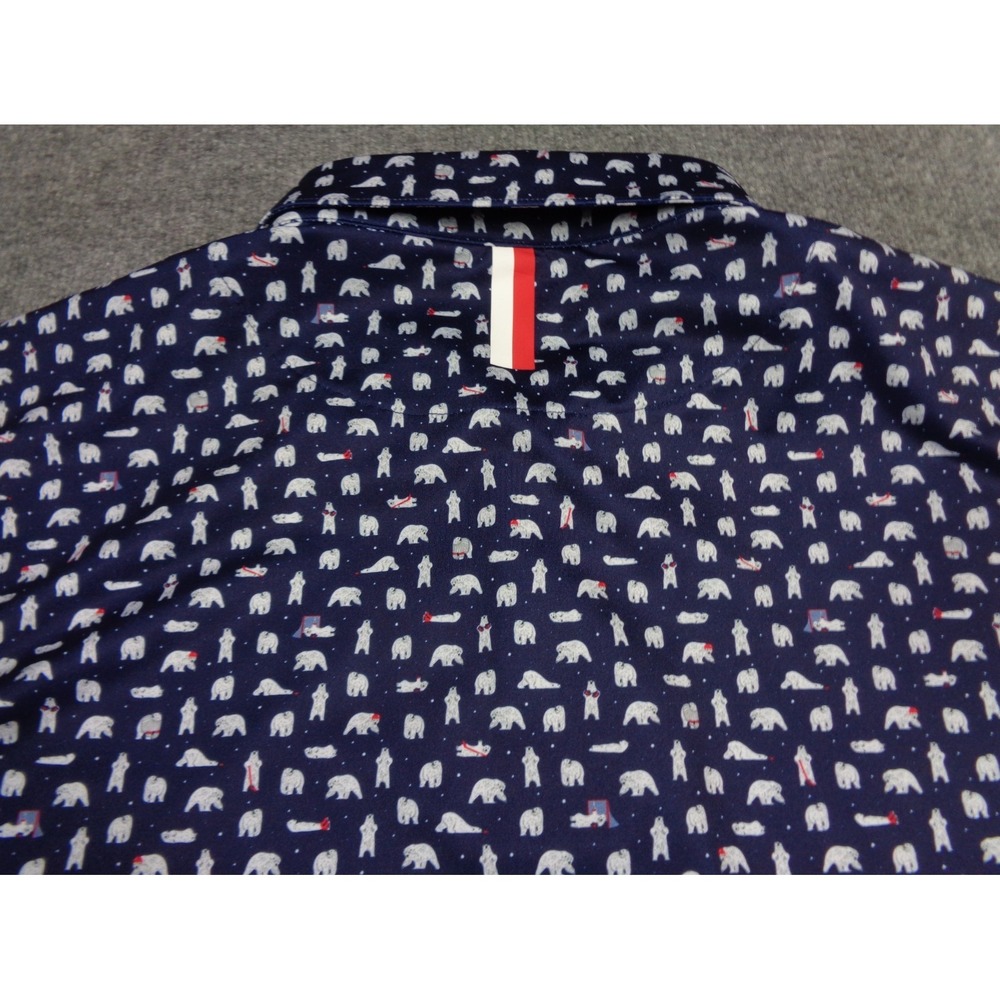 Rhoback Polo Shirt Mens 3XL Blue Performance Polar Bears AOP Golf - Picture 6 of 11